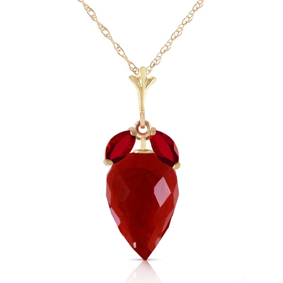 Galaxy Gold Products Jewelry - NECKLACE WITH POINTY BRIOLETTE DROP RUBIES